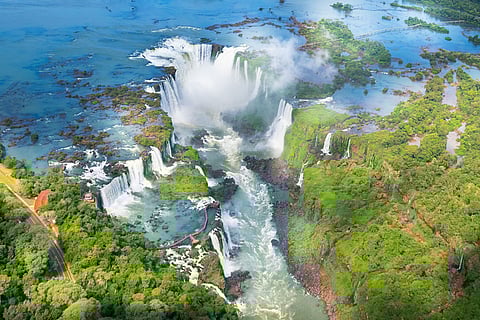 An aerial view of the magnificent Iguazu Falls